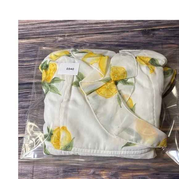 Japna Dress Womens M Petite Yellow Lemon Print Sleeveless Tiered Mini Boho - Picture 11 of 11